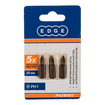  Бита EDGE by PATRIOT 818010008 PH1 длина 25мм, 3шт в блистере 