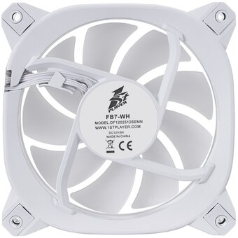  Вентилятор 1STPLAYER FB7 White (FB7-WH) / 120mm ARGB 3pin 5V PWM 4pin 12V 600-1800rpm 45.12cfm 47.2dBA / BULK 