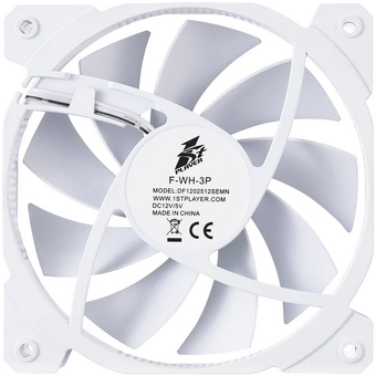  Вентилятор 1STPLAYER F White (F-WH-3P) / 120mm 3pin 12V 1100rpm 35.00cfm 23.00dBA / Bulk 