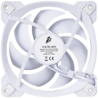  Вентилятор 1STPLAYER FS7R White (FS7R-WH) / 120mm Reverse ARGB 3pin 5V PWM 4pin 12V 600-800rpm 47.65cfm 32.2dBA / Bulk 