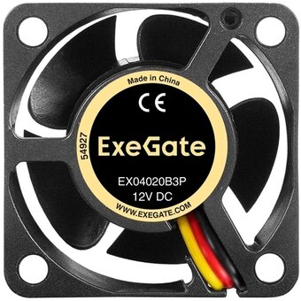  Вентилятор Exegate 12В DC EX04020B3P (EX297016RUS) (40x40x20 мм, 2-Ball (двойной шарикоподшипник), 3pin, 6300RPM, 28dBA) 