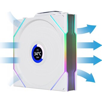  Комплект вентиляторов (3шт.) Lian Li Uni Fan TL Wireless LCD 120 (G99.12TLLCD1W3W.R0) / 12TLLCD1W3W White/120x124x28мм (PWM, ARGB, 1900 об/мин (Max.)) 