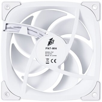  Вентилятор 1STPLAYER FN7 White (FN7-WH) / 120mm ARGB 3pin 5V PWM 4pin 12V 600-1800rpm 39.4cfm 28.95dBA / Bulk 