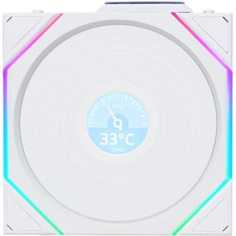  Вентилятор Lian-Li Uni Fan TL Wireless LCD 120 LCD Reverse ARGB (G99.12RTLLCD1W1W.R0) 120х124x28 белый 4-pin 31дБ Ret 
