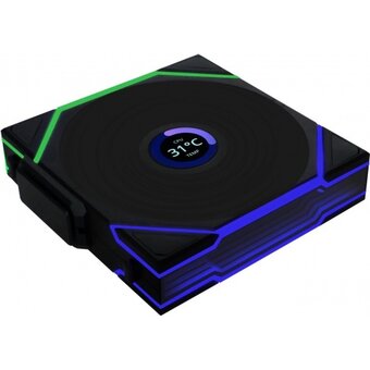  Комплект вентиляторов (3шт.) Lian Li Uni Fan TL Wireless LCD 120 (G99.12TLLCD1W3B.R0)/12TLLCD1W3B Black/120x124x28мм (PWM, ARGB, 1900 об/мин (Max.)) 