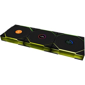  Комплект вентиляторов (3шт.) Lian Li Uni Fan TL Wireless LCD 120 (G99.12TLLCD1W3B.R0)/12TLLCD1W3B Black/120x124x28мм (PWM, ARGB, 1900 об/мин (Max.)) 