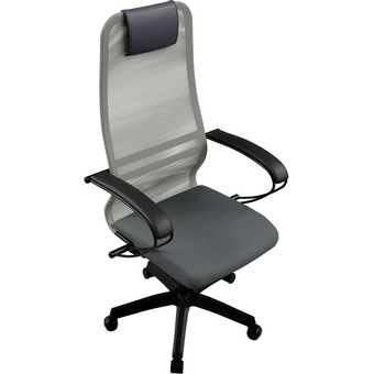  Кресло Метта SU-B-8 (Z3F2.12.1.222) светло-серый сиденье светло-серый сетка с подголов. крестов. металл хром 