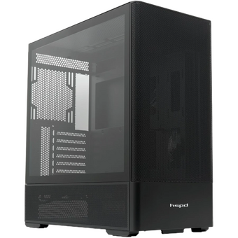  Корпус HSPD M712 (M712-TGBK) без БП, Mesh Mid Tower, Black, TG, 0.6 SPCC, no fans, E-ATX, ATX, mITX, 175/410/160mm, 2x2.5", 7xPCI 