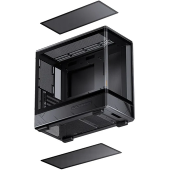  Корпус JONSBO D200 Black без БП, бок. пан. из закал. стекла (панорама), mini-ITX, micro-ATX, черный 