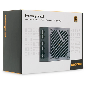 Блок питания HSPD HST-1200GF-BK 1200W 80+ Gold (ATX, 2.52, Full modular, 1x24(20+4)pin 600mm, 2xCPU 8(4+4)pin 700mm, 2xPCIe*2 8(6+2)pin 