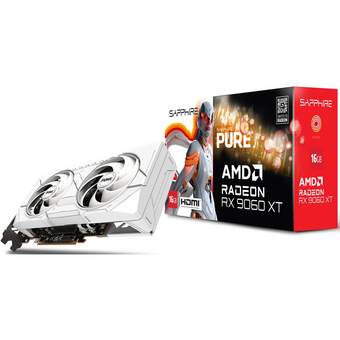  Видеокарта Sapphire AMD Radeon RX 9060XT (11350-02-20G) Pure AMD Radeon RX 9060 XT Gaming OC 16GB Dual 16ГБ Pure, GDDR6, OC, Ret 