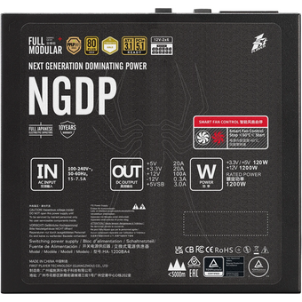  Блок питания 1STPLAYER NGDP Gold 1200W Black (HA-1200BA4) / ATX 3.1, PCle 5.1, APFC, 80 Plus Gold, LLC+DC-DC, 120mm fan, full modular 