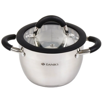  Кастрюля Daniks GS-01435-16CA Орландо серебр, 2л 