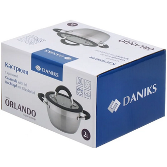  Кастрюля Daniks GS-01435-16CA Орландо серебр, 2л 