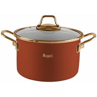  Кастрюля RASHEL R-03320, 4л ручка золото оранжевый 