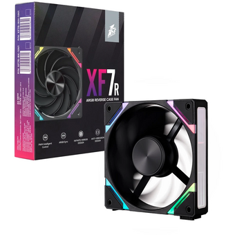  Вентилятор 1STPLAYER XF7R Black ( XF7R-BK-1IN1) / 120mm Reverse ARGB 3pin 5V PWM 4pin 12V 600-2000rpm 56.8cfm 33.12dBA 