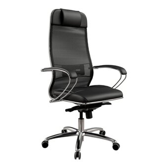  Кресло Метта Samurai SL-1 (ZA.2.1.49) черный сиденье черный сетка с подголов. крестов. металл хром 