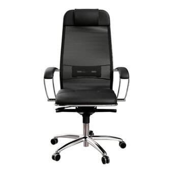  Кресло Метта Samurai SL-1 (ZA.2.1.49) черный сиденье черный сетка с подголов. крестов. металл хром 