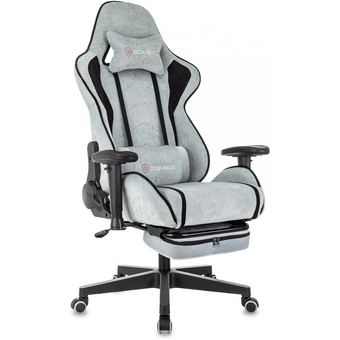  Кресло игровое Zombie Drift/F GBL серо-голубой/черный крестов. пластик подст.для ног 