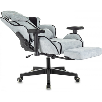  Кресло игровое Zombie Drift/F GBL серо-голубой/черный крестов. пластик подст.для ног 