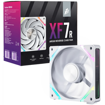  Комплект вентиляторов (3 шт.) 1STPLAYER XF7R White ( XF7R-WH-3IN1) / 120mm Reverse ARGB 3pin 5V PWM 4pin 12V 600-2000rpm 56.8cfm 33.12dBA 
