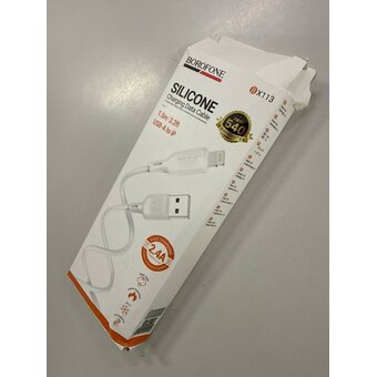  УЦ Дата-кабель BOROFONE BX113 Lenny silicone charging data cable iP(L=1M) белый (плохая упаковка) 
