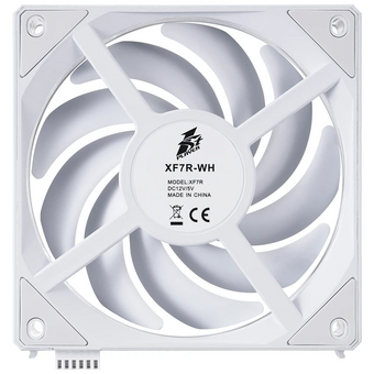  Вентилятор 1STPLAYER XF7R White ( XF7R-WH-1IN1) / 120mm Reverse ARGB 3pin 5V PWM 4pin 12V 600-2000rpm 56.8cfm 33.12dBA 