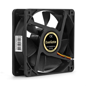  Вентилятор Exegate 24В DC ExeGate EX12038S3P-24 EX297096RUS (120x120x38 мм, Sleeve bearing (подшипник скольжения), 3pin, 3000RMP, 46,1dBA) 