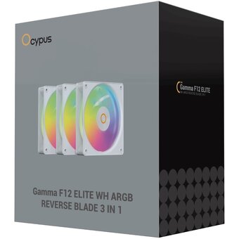  Вентилятор Ocypus Gamma F12 Elite WH ARGB Reverse Blade 3 IN 1, 120x120x25mm, 4-Pin PWM, 600-1800 RPM, 26 DBA Max, Hydro Bearing 