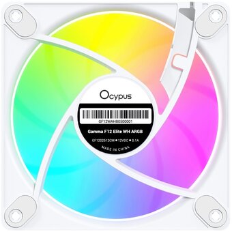  Вентилятор Ocypus Gamma F12 Elite WH ARGB Reverse Blade 3 IN 1, 120x120x25mm, 4-Pin PWM, 600-1800 RPM, 26 DBA Max, Hydro Bearing 