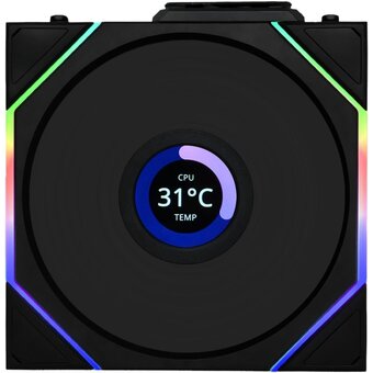  Вентилятор Lian-Li Uni Fan TL Wireless LCD 120 LCD ARGB (G99.12TLLCD1W1B.R0) 120х124x28 черный 4-pin 27дБ Ret 