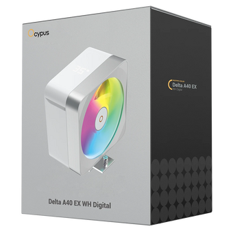  Кулер Ocypus Delta A40 EX WH Digital, 120mm ARGB Fan, Top Display Panel, 4 Heat Pipes, 4-PIN PWM, 500-1800 RPM, 29DBA, Hydro Bearing 