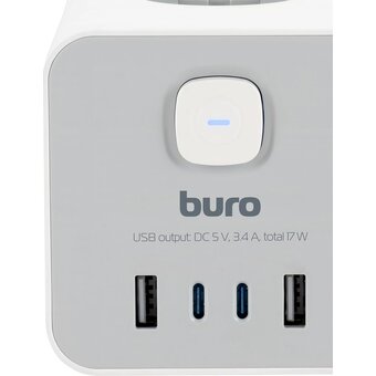 Сетевой удлинитель Buro BU-PTE4.1UC-W 1.5м, белый 