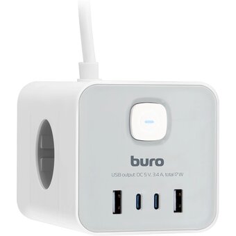  Сетевой удлинитель Buro BU-PTE4.1UC-W 1.5м, белый 