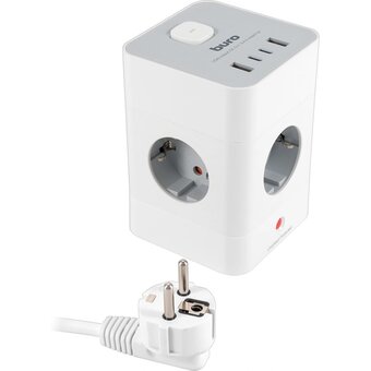  Сетевой удлинитель Buro BU-PTE4.1UC-W 1.5м, белый 