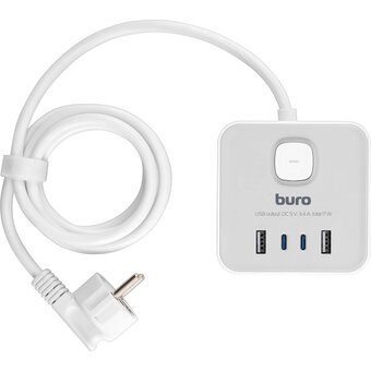  Сетевой удлинитель Buro BU-PTE4.1UC-W 1.5м, белый 