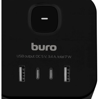  Сетевой разветвитель Buro BU-PW3UC-B черный 