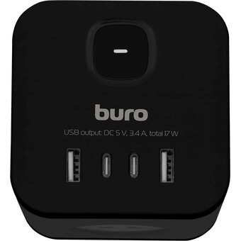  Сетевой разветвитель Buro BU-PW3UC-B черный 