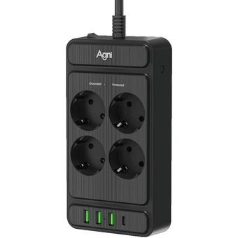  Сетевой фильтр AGNI TP-FS4U4E-PD (TP-FS4U4E-PD-2M-BLACK) 2м, черный 