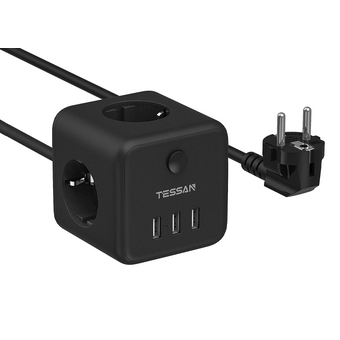  Сетевой фильтр TESSAN TS-301 1.5м, черный 