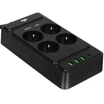 Сетевой фильтр AGNI TP-FS4U4E-PD (TP-FS4U4E-PD-2M-BLACK) 2м, черный 