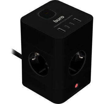  Сетевой удлинитель Buro BU-PTE4.1UC-Plus-B 1.5м, черный 