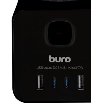  Сетевой удлинитель Buro BU-PTE4.1UC-Plus-B 1.5м, черный 
