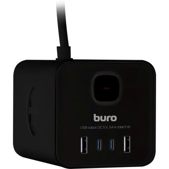  Сетевой удлинитель Buro BU-PTE4.1UC-Plus-B 1.5м, черный 