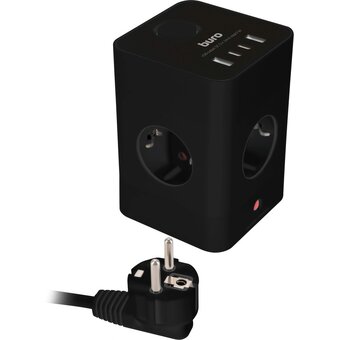  Сетевой удлинитель Buro BU-PTE4.1UC-Plus-B 1.5м, черный 