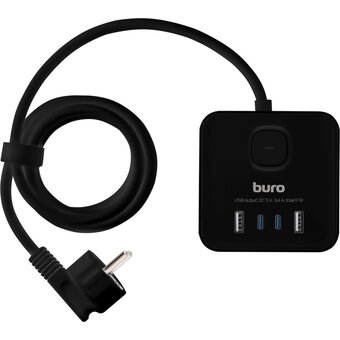  Сетевой удлинитель Buro BU-PTE4.1UC-Plus-B 1.5м, черный 