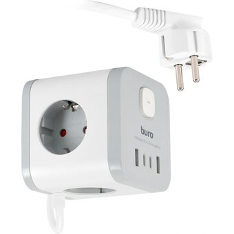  Сетевой удлинитель Buro BU-PC3.1UС-W 1.5м, белый 