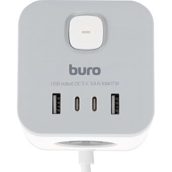  Сетевой удлинитель Buro BU-PC3.1UС-W 1.5м, белый 