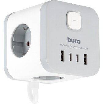  Сетевой удлинитель Buro BU-PC3.1UС-W 1.5м, белый 