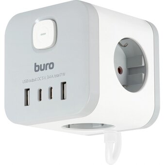  Сетевой удлинитель Buro BU-PC3.1UС-W 1.5м, белый 